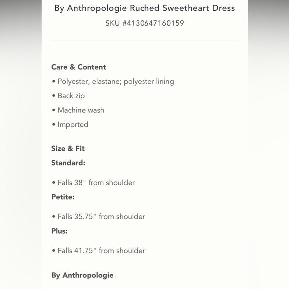 Anthropologie NWT Ruched Sweetheart Dress Size 1X. - Picture 7 of 12